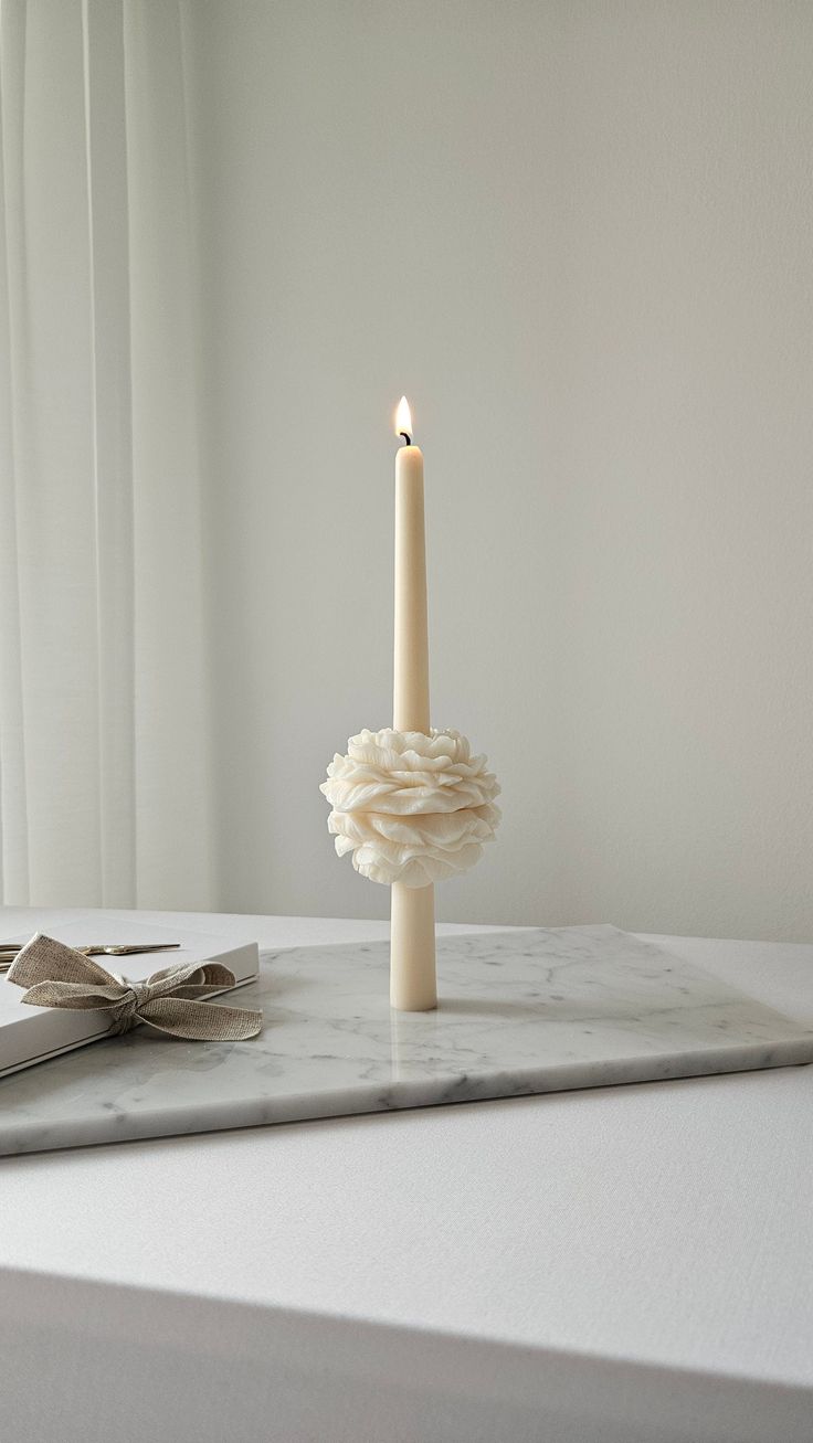 Peony Flower Taper Candle