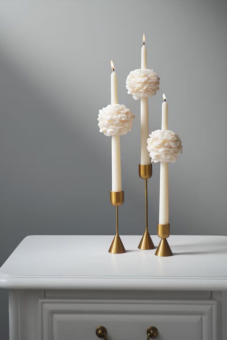 Peony Flower Taper Candle