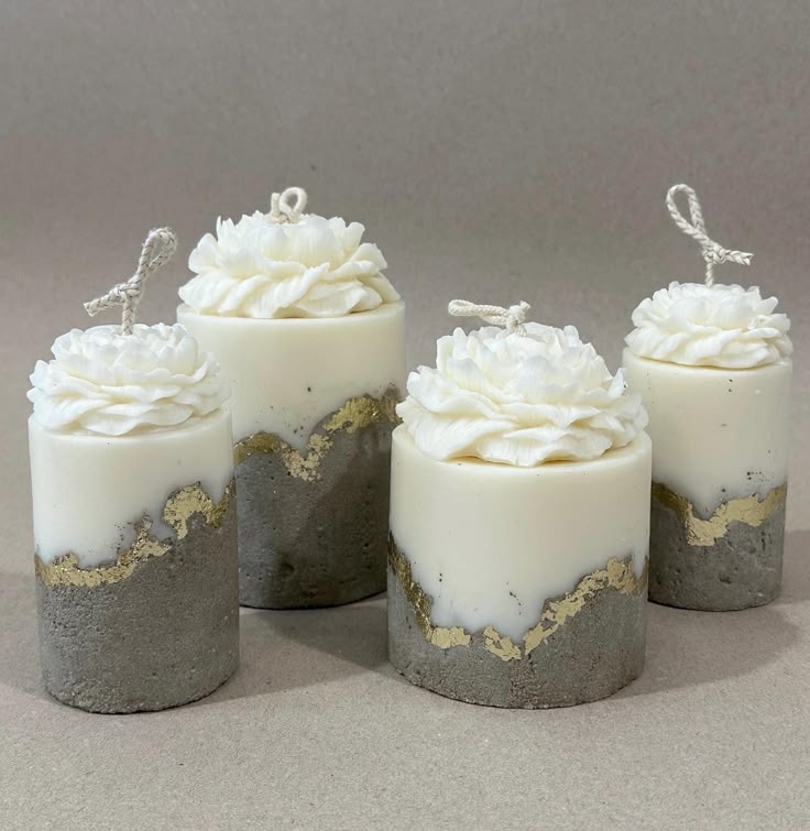 Stone Candle with Peony on Top. With Golden boundaries.