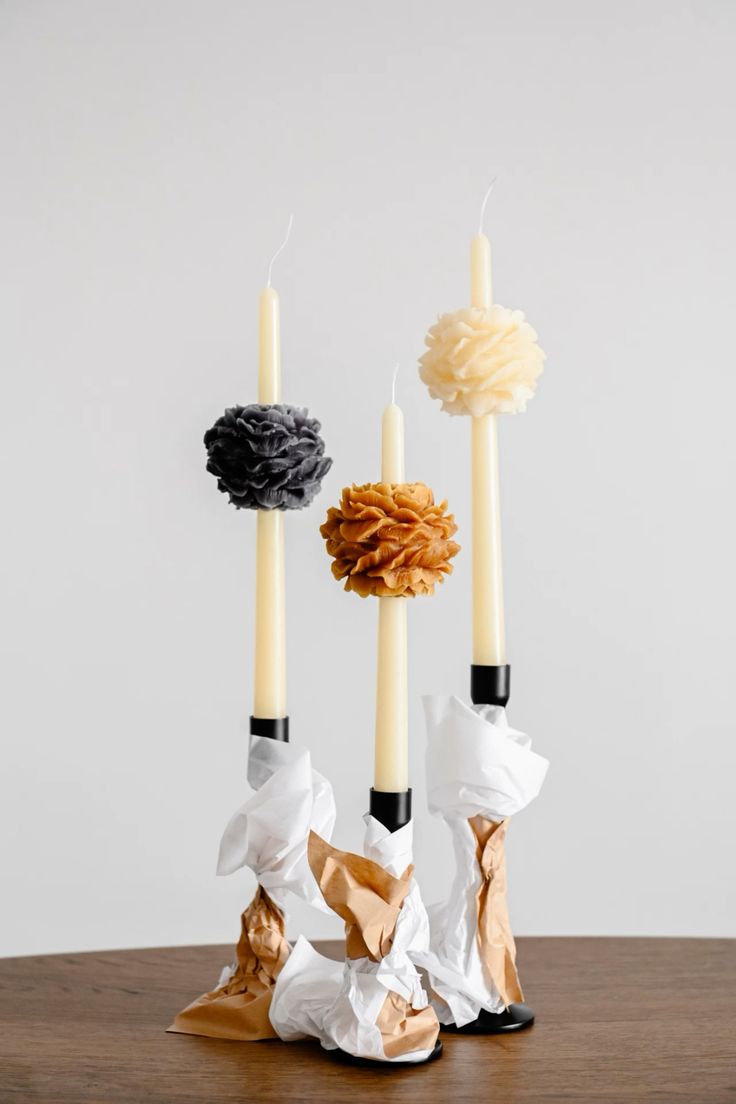 Peony Flower Taper Candle